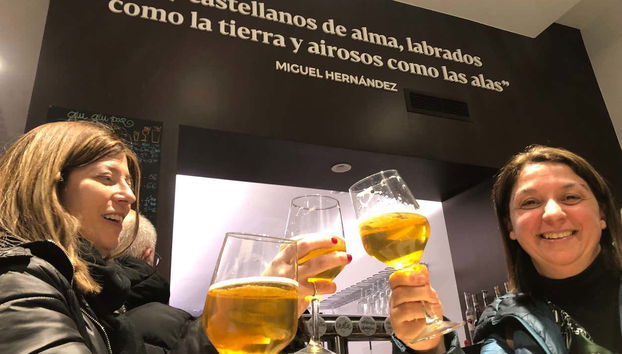 Trying wine in Valladolid