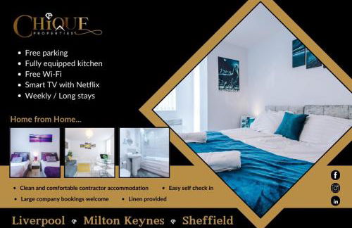 1BR & 2BR Apt -for CONTRACTORS- free PARKING close to EVERTON & ANFIELD stadium, Liverpool City Centre managed by Chique Properties Ltd - Foto 1