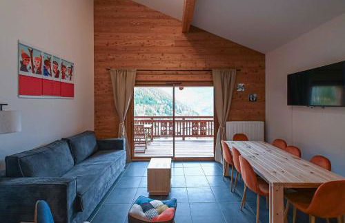 Dans résidence neuve LE SNOW ROC sur les pistes, appartement 8 personnes 2 chambres et coin montagne avec Terrasse WIFI et SAUNA - Photo 6