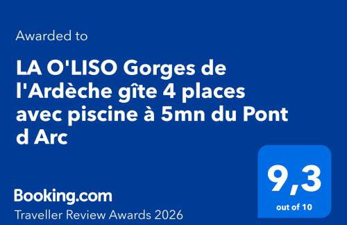 LA O'LISO Gorges de l'Ardèche gîte 4 places avec piscine à 5mn du Pont d Arc - Foto 27