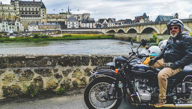 Touring Amboise on a motorbike with a sidecar