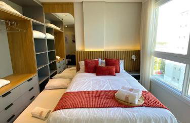 Apê a 450mt Praia da Vila - split, piscina com vista, BBQ e garagem coberta - Photo 18