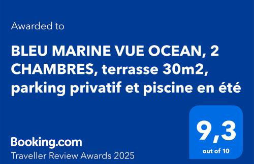 T3 - TERRASSE 30 m2 VUE OCEAN, 2 CHAMBRES, parking privatif et piscine en été - Foto 3