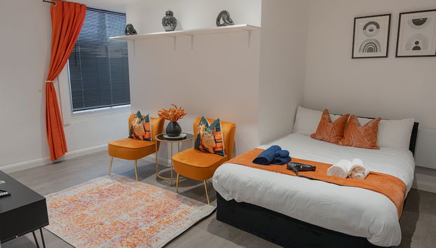 Luxe Studio Apartment in Leicester City Center - Foto 3, Habitación