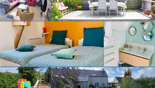 Le So Sweet, maison avec jardin clos, terrasse aménagé, jeux et jouets, baby foot, flipper, table de ping pong, à 1km de la plage d' Omaha beach et près Port en Bessin - Foto 2, Garden, Garden view