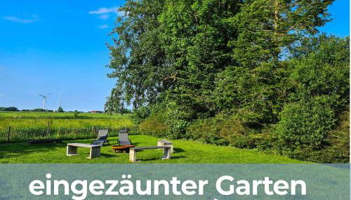 Ferienhaus Oll Smee 9 - Huus Twee mit eingezäunten Garten, Weitblick, Kamin und Strandkorb - Foto 3, Garden, sunbed, Garden view