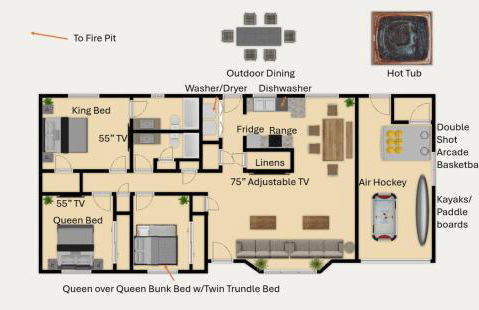 Hot Tub, Game Room, Kayaks, Boat Parking, Backyard, King, Fire Pit, Pets, WD - Foto 6
