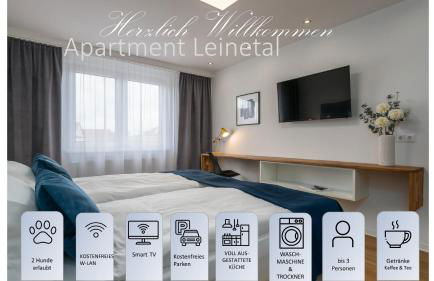 Apartment Leinetal mit Kamin & Kaminholz, 1-3 Personen , Schlafzimmer mit Boxspringbett 180x200 & hochwertige Hotelbettwäsche, bequemes Einzelbett im Wohnzimmer, Terrasse, Einbauküche, - Photo 1