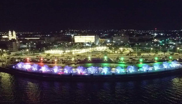 Vue panoramique des Fontaines Marines de Campeche