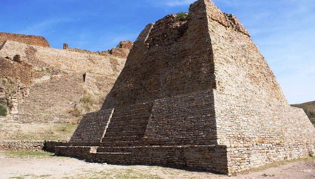 Detalle de la pirámide votiva de La Quemada
