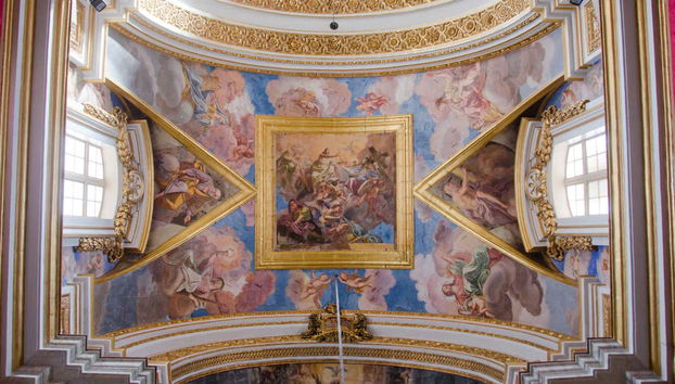 Admiring the cathedral's frescoes