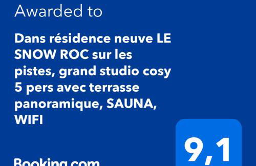 Dans résidence neuve LE SNOW ROC sur les pistes, grand studio cosy 5 pers avec terrasse panoramique, SAUNA, WIFI - Foto 42