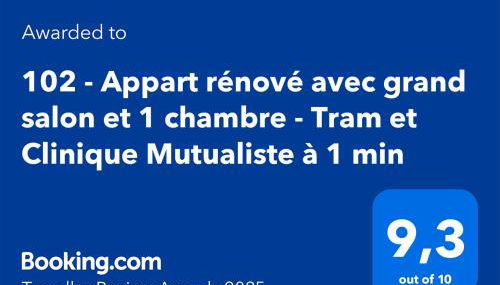 102 - Appart rénové avec grand salon et 1 chambre - Tram et Clinique Mutualiste à 1 min - Foto 2