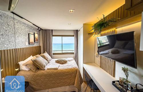 Studio Lindo e Finamente Decorado com Vista Mar - Foto 8