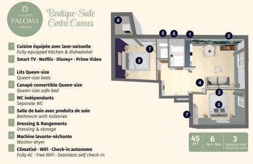 Suite familiale 2 Bdr - 1 min Palais & Croisette - Foto 12