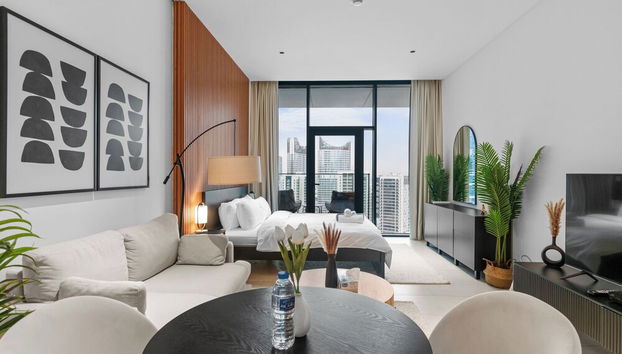 Waves - Chic High-Floor Studio Retreat with Canal Views - Foto 4, Habitación