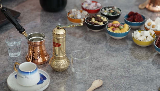 Todo preparado para el taller de café