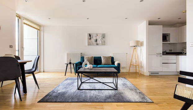 Modern 1 bed flat in Greenwich - Foto 4, Sala de estar