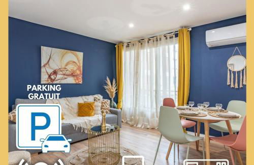 AMJA Proche clinique Saint-Roch apt 3 chambres 3 salles de bain parking gratuit idéal famille groupe coworking 10 min centre ville 10 min plage 5 min sortie autoroute - Foto 1