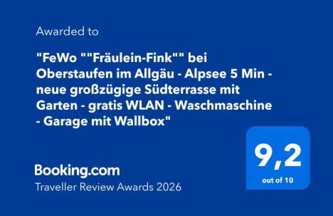 FeWo "Fräulein-Fink" bei Oberstaufen im Allgäu - Alpsee 5 Min - neue großzügige Südterrasse mit Garten - gratis WLAN - Waschmaschine - Garage mit Wallbox - Foto 6