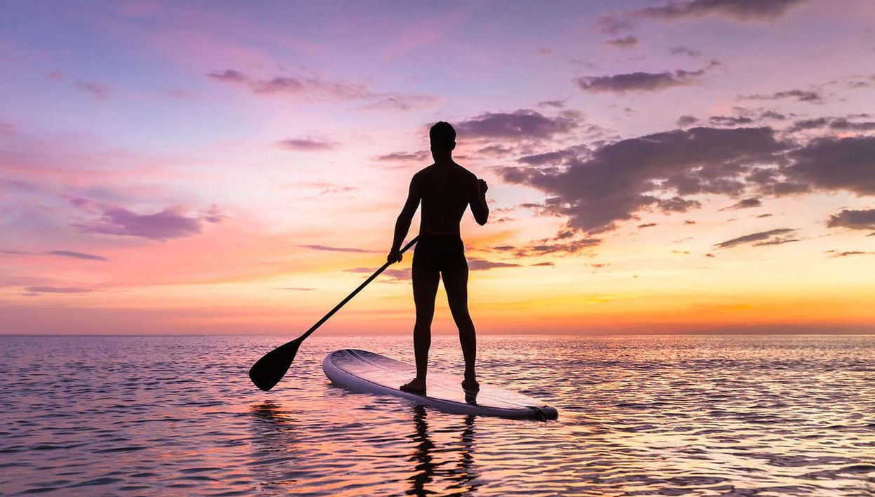 Admiring the sunset from the paddleboard