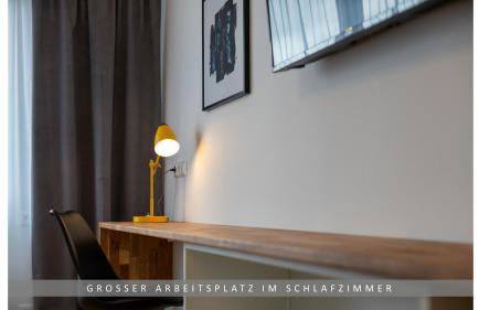 Apartment Leinetal mit Kamin & Kaminholz, 1-3 Personen , Schlafzimmer mit Boxspringbett 180x200 & hochwertige Hotelbettwäsche, bequemes Einzelbett im Wohnzimmer, Terrasse, Einbauküche, - Photo 13