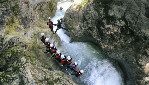 Enjoying the canyoning experience in this Swiss Alps