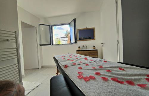 Un amour passionnel,love room,15 min du zoo,balnéo XL privatisée et disponible toute l'année ,piscine couverte et chauffée d'avril à fin septembre à partager avec d'autres logements et elle est privatisée de 20h à 22h - Foto 32