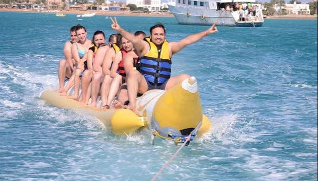 Having fun on the banana boat!
