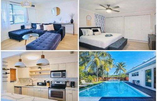 Modern Boho 3BR Duplex Escape with Pool & King Bed Near Beach - Foto 1