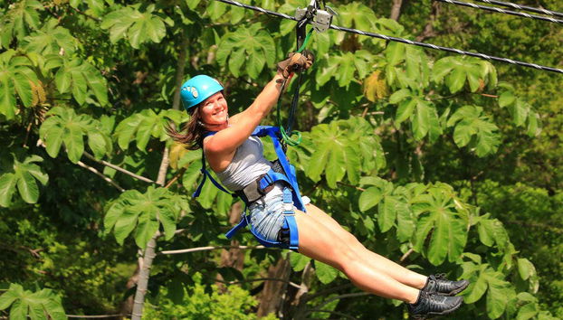 Flying over the park in zipline