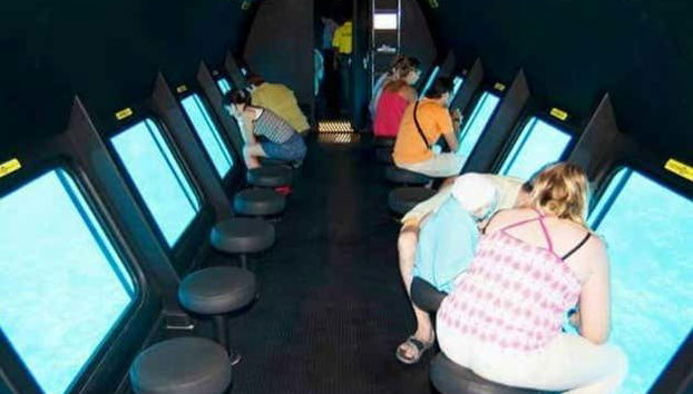 Disfrutando del fondo de cristal del barco