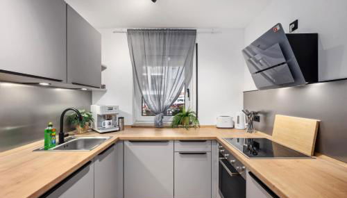 EDLER WOHNRAUM Elegantes Apartment mit Balkon, Boxspringbett, Kaffeevollautomat, Lift & Parkplatz - Foto 5, stove, dishwasher, toaster