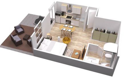 Studio Terrasse, Hypercentre, Neuf, RDC - Foto 13