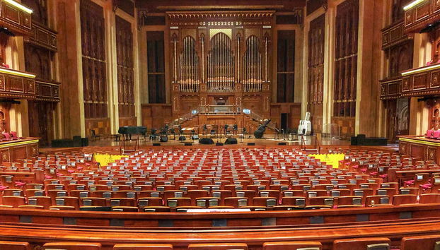 Touring the interior of the Opera