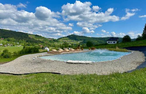 Stodoły Modyń - Domki w Beskidzie Wyspowym - staw kąpielowy, balia, sauna, grota solna - widok na góry - Photo 3