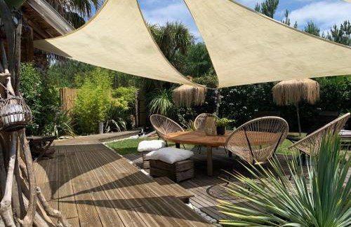 Maison ambiance cabane exotique climatisée piscine & spa 3 chambres 6 personnes - Photo 5