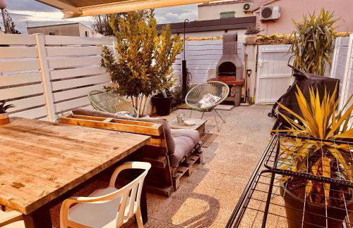 Résidence Le SUNSET Marseillan-plage, entre mer et lagune de Thau, étape vélo, famille, couple, VRP, toutou admis, jardin, parking privé gratuit, vélos, Clim, WIFI fibre gratuite, commodités, plage et piste cyclable à proximité, 6 couchages nous contacter - Foto 32