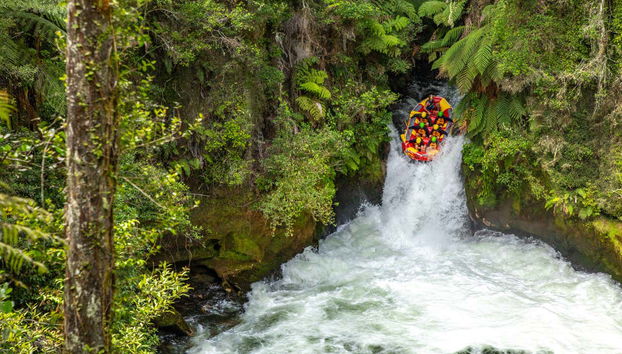Descending a small waterfall