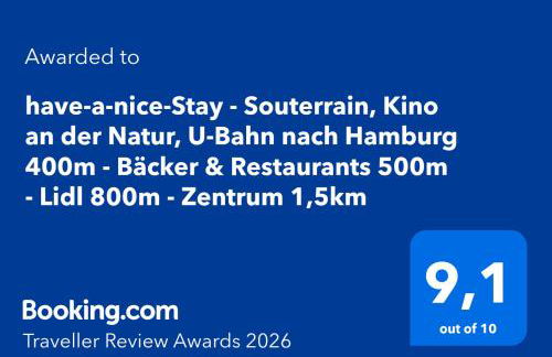 have-a-nice-Stay - Souterrain, Kino an der Natur, U-Bahn nach Hamburg 400m - Bäcker & Restaurants 500m - Lidl 800m - Zentrum 1,5km - Foto 5