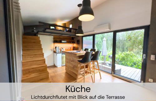 TinyHousebeiDresden mit Faßsauna unser größtes winziges Häuschen für bis zu 7 Personen, Kaminofen, große Terrasse - Nähe Sächsische Schweiz - Von Juni - September Mindestmietzeit 1 Woche Sa-Sa - Foto 19