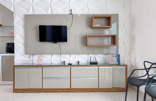 Apto Térreo com 2 quartos (ambos com ar split), sendo 1 suíte, internet privativa 300MBPS, no Residencial Vila Regina, condominio com piscina e área gourmet bem próximo a praia de Taperapuã - Foto 44