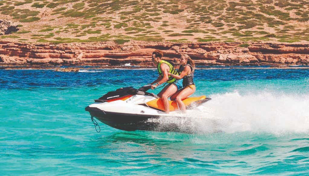 Enjoying the jet ski tour in the Bay of Palma