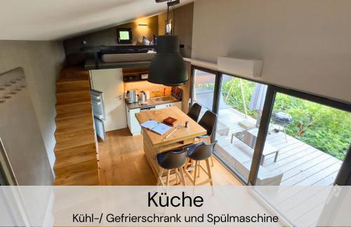 TinyHousebeiDresden mit Faßsauna unser größtes winziges Häuschen für bis zu 7 Personen, Kaminofen, große Terrasse - Nähe Sächsische Schweiz - Von Juni - September Mindestmietzeit 1 Woche Sa-Sa - Foto 20