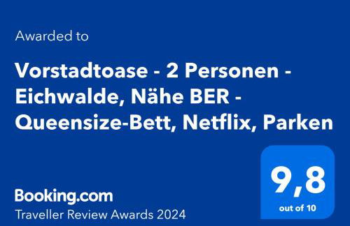 Vorstadtoase - 2 Personen - Eichwalde, Nähe BER - Queensize-Bett, Netflix, Parken - Foto 2