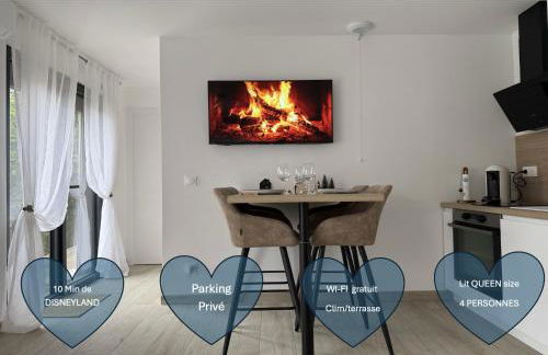 Le Balcon petit extérieur Idéal familles & couples à 10 min Disneyland Paris avec lit Queen size & parking privé - Foto 6