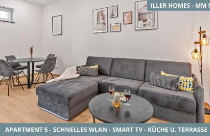 Iller Homes Memmingen - Moderne Fewos mit Terrasse für bis zu 7 Pers mit Parkplätzen - Foto 25