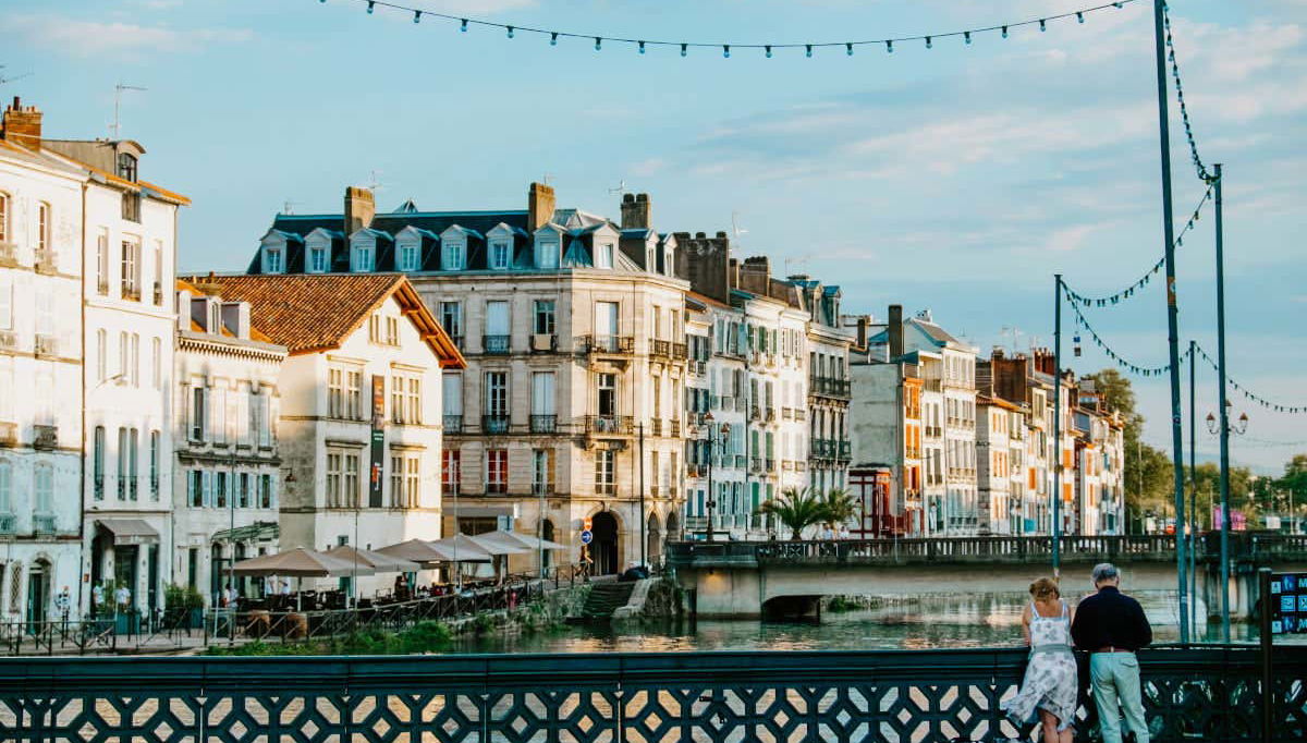 Admiring the views from a bridge in Bayonne