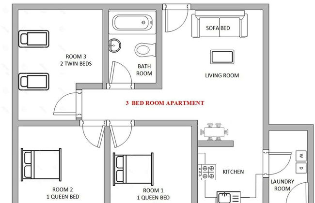 1 or 3 Bedroom Apartment with Full Kitchen - Foto 12