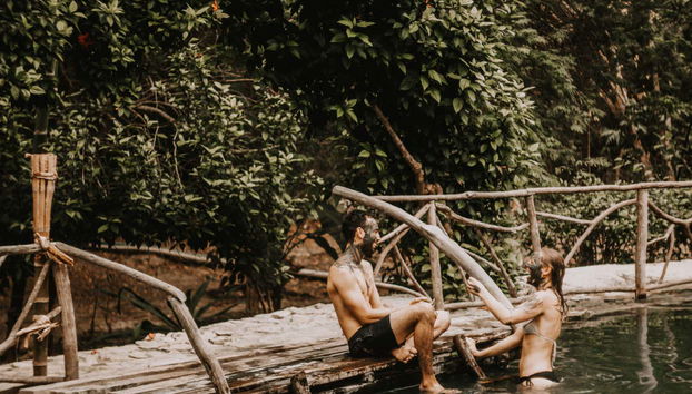 Taking a dip in the Agua Blanca community